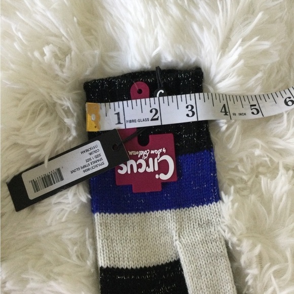 Circus By Sam Edelman Woman’s sparkle Stripe Gloves blue black white - Picture 6 of 10
